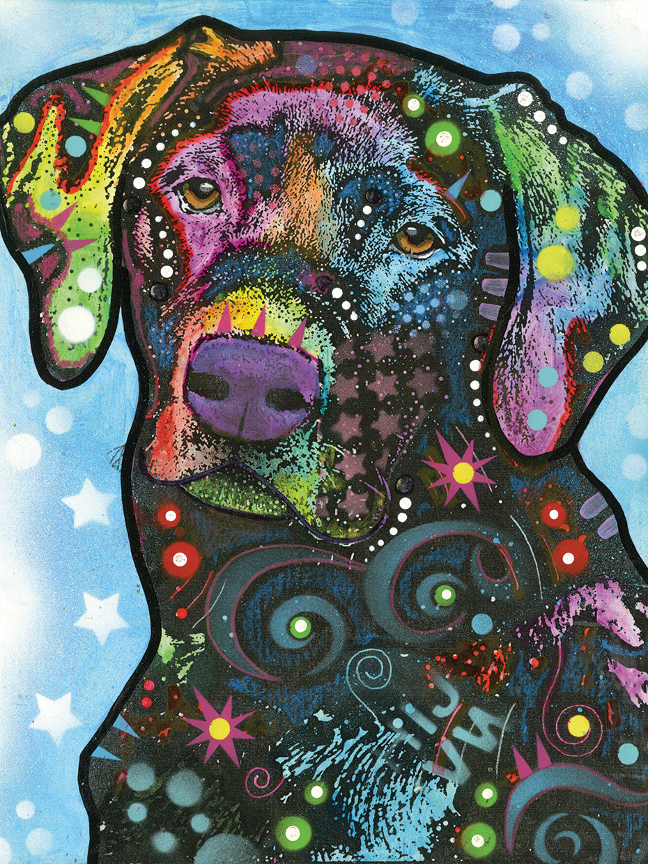 Blue Lab by Dean Russo  - best quality handcrafted wall art work on large canvas & framed canvas prints