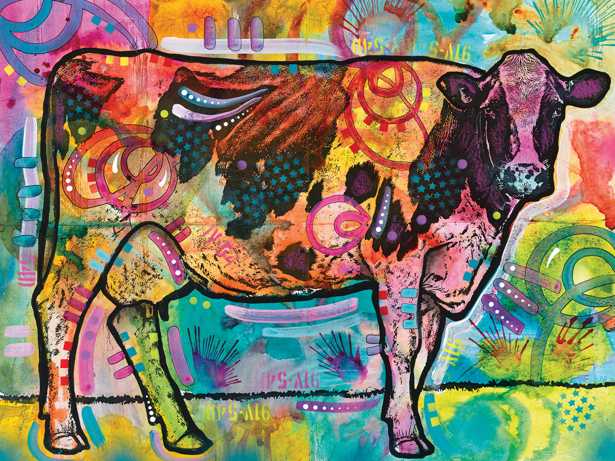 Cow - Mooove Over Rover by Dean Russo  - lowest price wall art work on large canvas & framed canvas prints