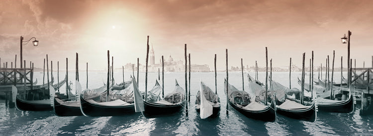 Gondolas Pano Color by Moises Levy  - best quality handcrafted wall art work on large canvas & framed canvas prints