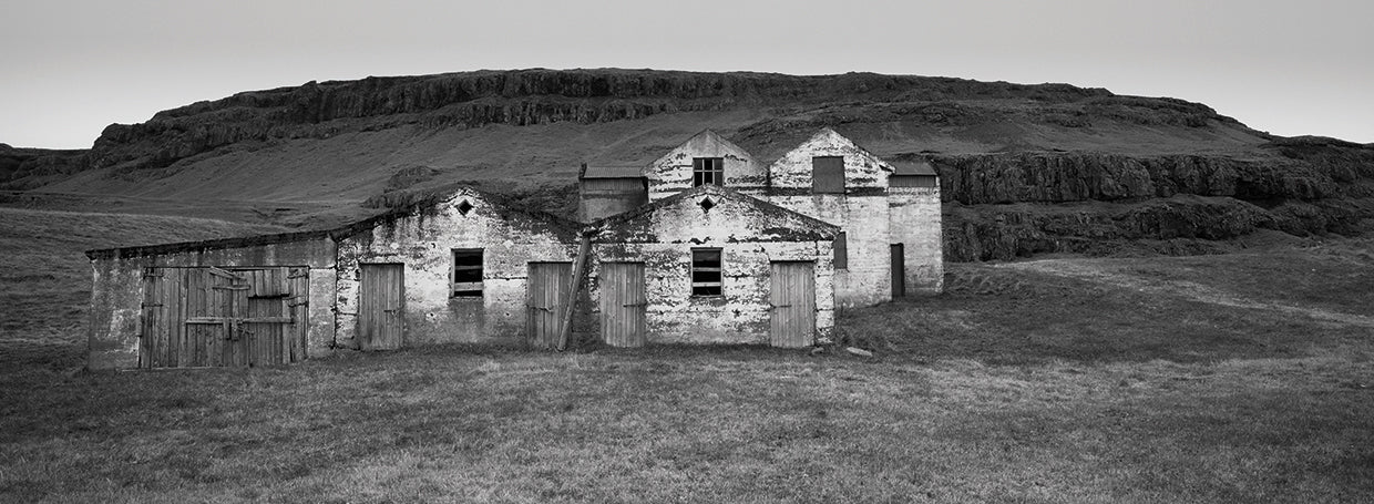 Iceland Warehouse B&W by Moises Levy  - handcrafted wall art work on large canvas & framed canvas prints, made to order