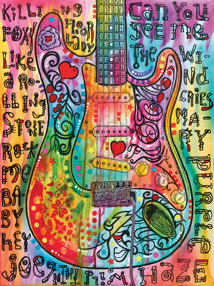 Jimmies Guitar by Dean Russo  - highest quality handcrafted wall art work on large canvas & framed canvas prints