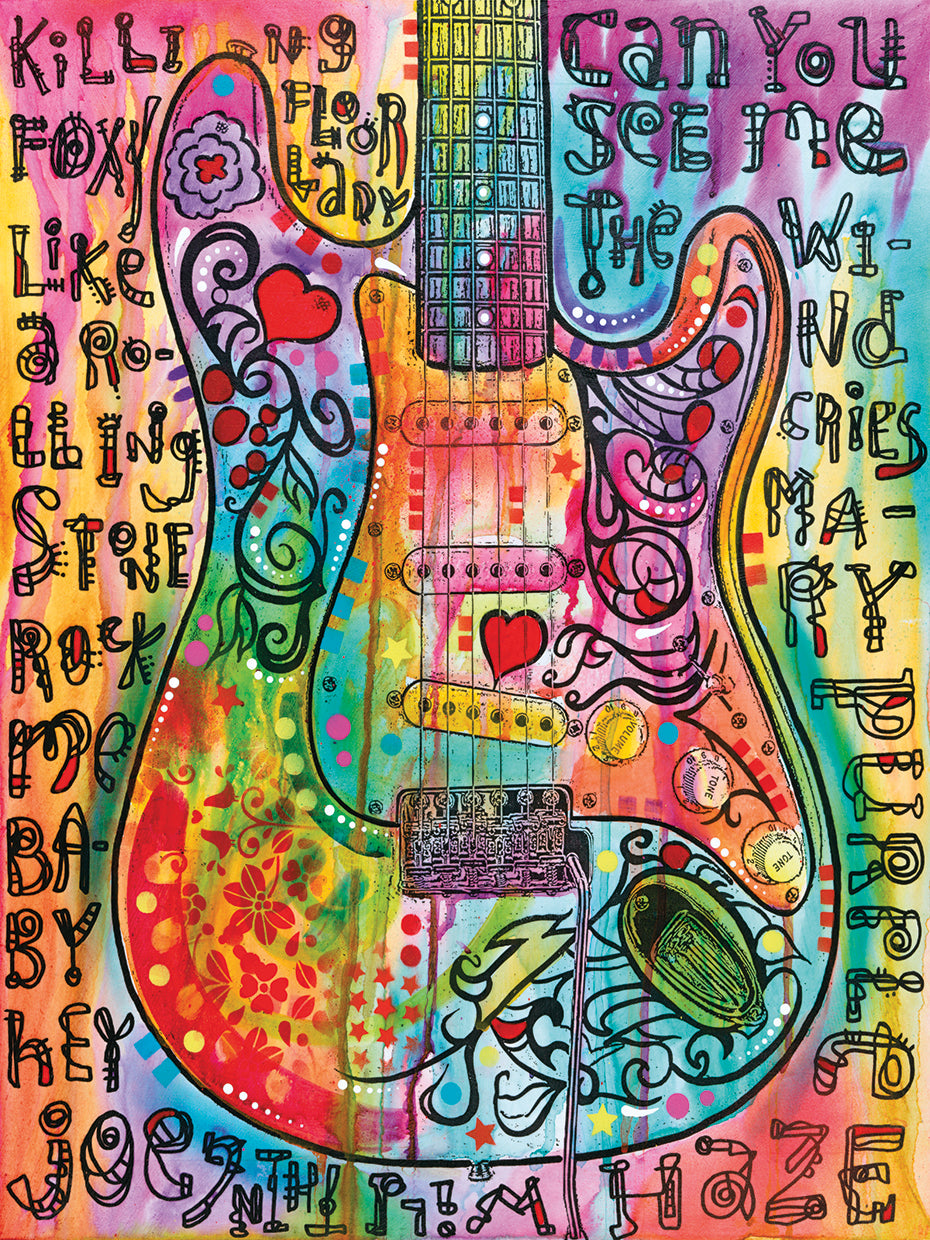 Jimmies Guitar by Dean Russo  - highest quality handcrafted wall art work on large canvas & framed canvas prints