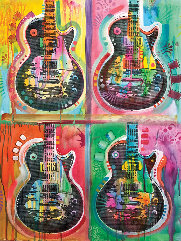 Les Paul 4UP by Dean Russo  - highest quality handcrafted wall art work on large canvas & framed canvas prints