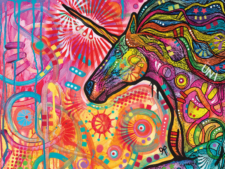 Rainbow Unicorn by Dean Russo  - lowest price wall art work on large canvas & framed canvas prints
