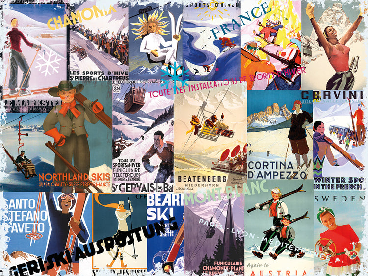 Arte de la lona del collage de las vacaciones de esquí