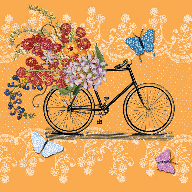 Arte de la lona de la bicicleta del mercado de flores