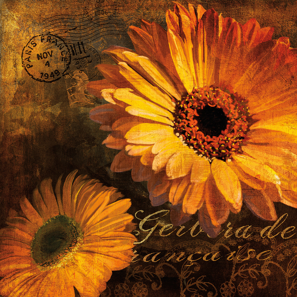Cuadro en Lienzo Gerbera Dorada IV