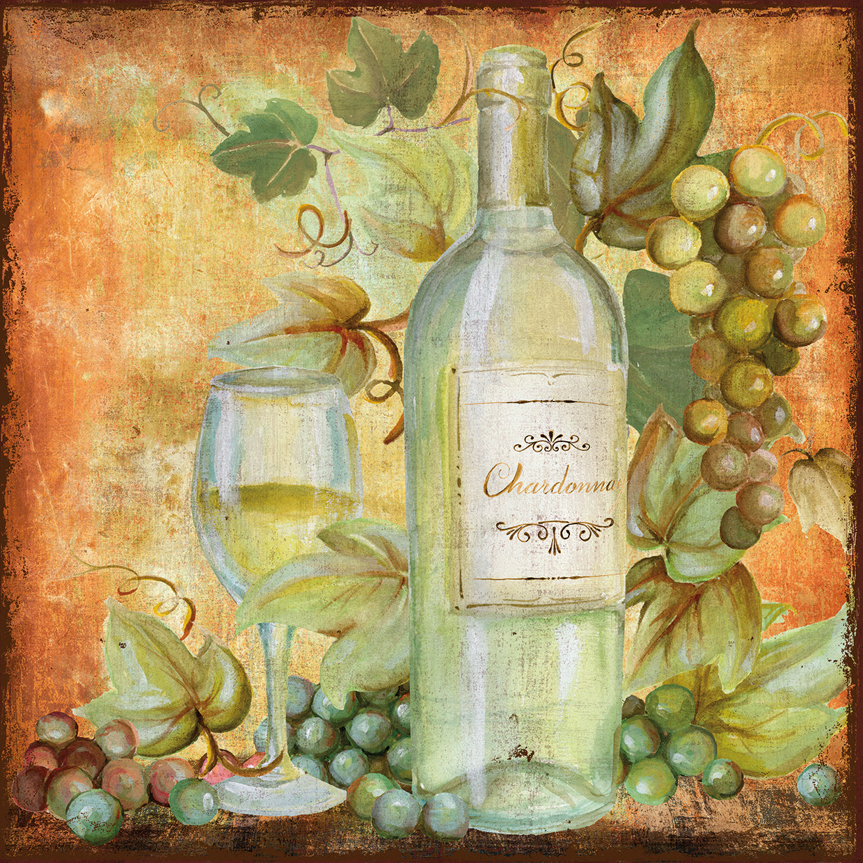 Arte de la lona de la vid y del vino blanco
