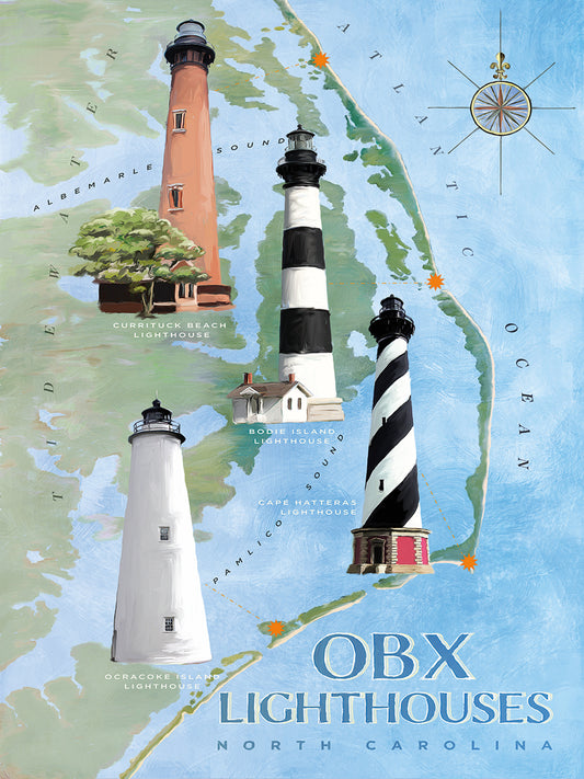 OBX Lighthouses Canvas Art