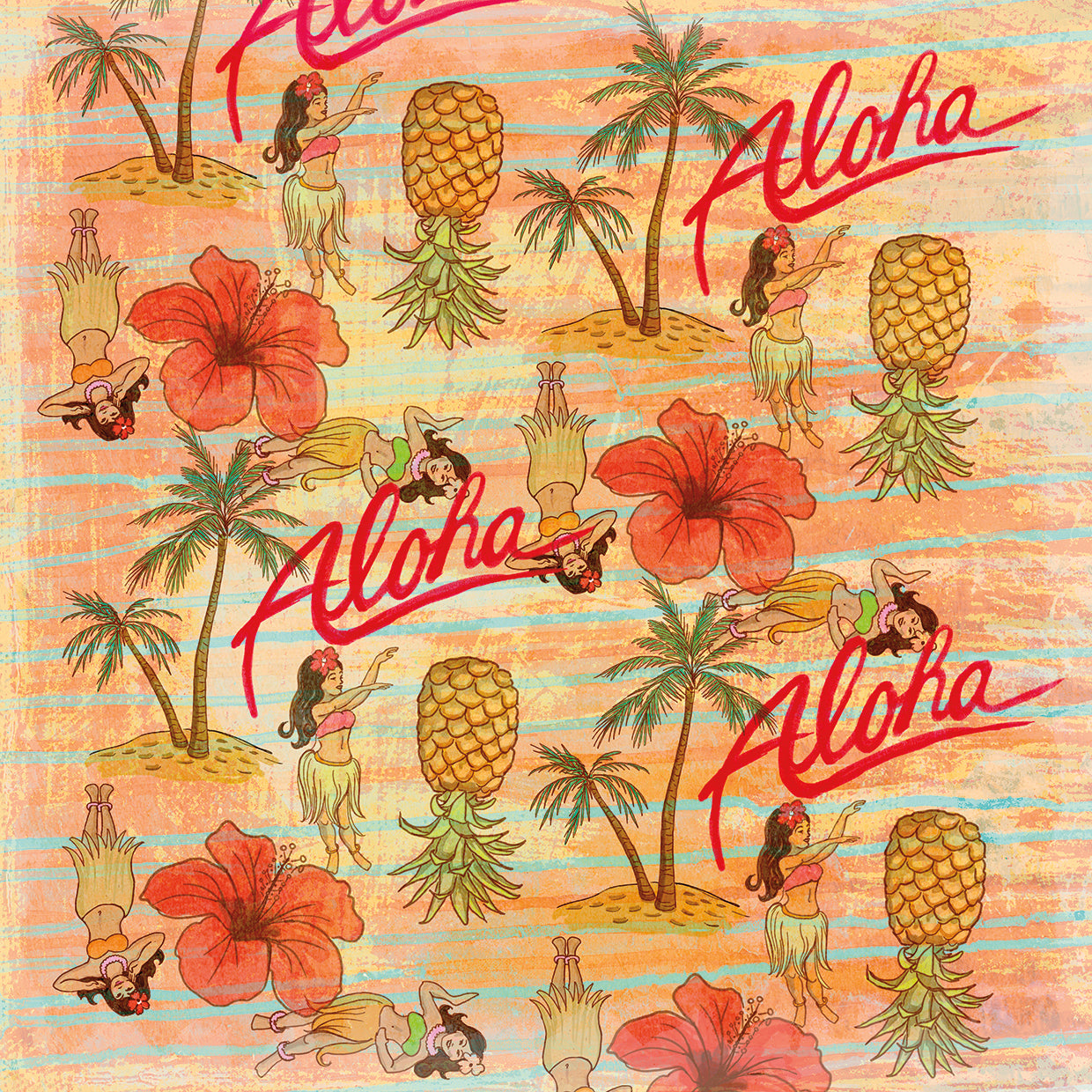 Arte de la lona del patrón de Aloha Hulas