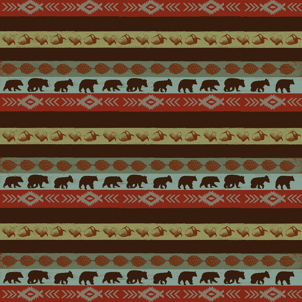 Arte de la lona de pino y osos de la raya