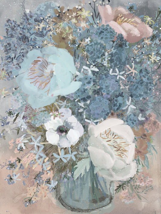 Summer Blues Bouquet Canvas Art