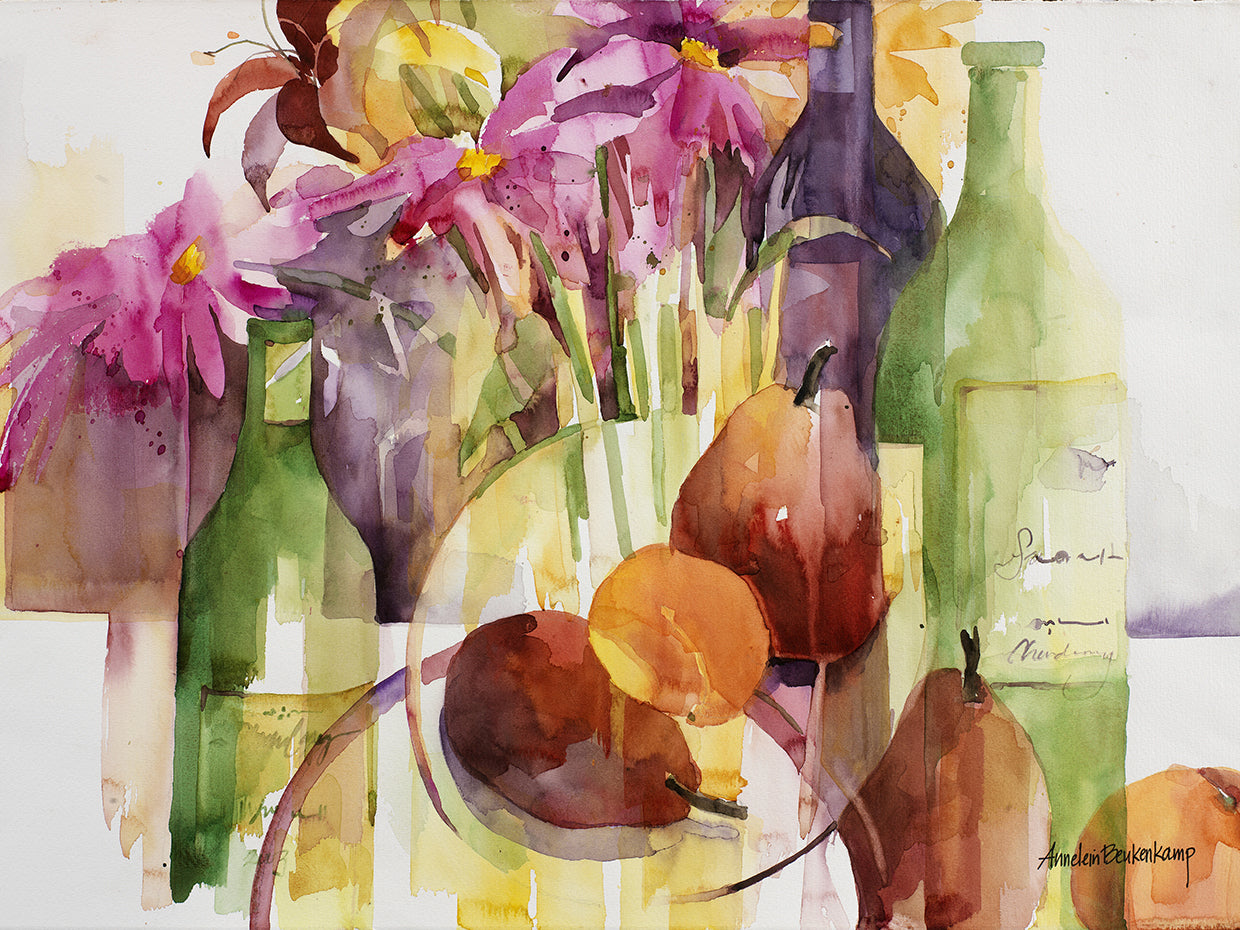 Cosmos, Bottles And Pears