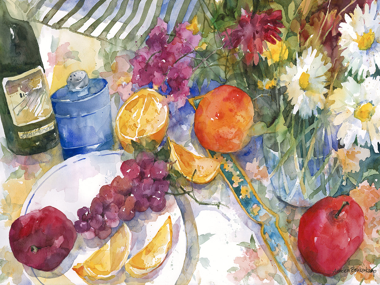 Fabric, Fruit And Flowers