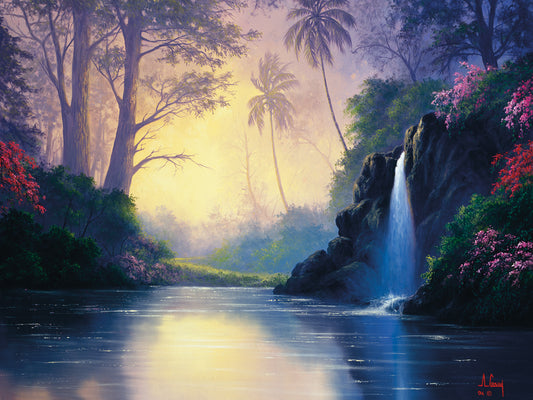 Lake with Waterfall Canvas Art