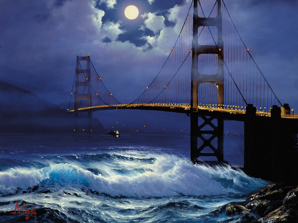 Luna sobre el puente Golden Gate Lienzo