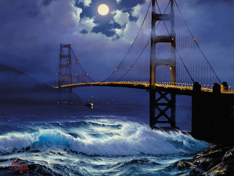 Luna sobre el puente Golden Gate Lienzo
