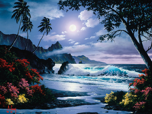 Moonlight Over the Shore Canvas Art