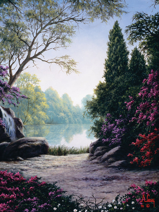 Flower Path to the Lake Canvas Art