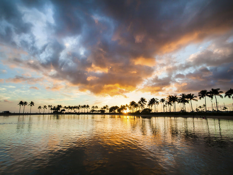 Rainbow Tower Pond Winter Sunset
