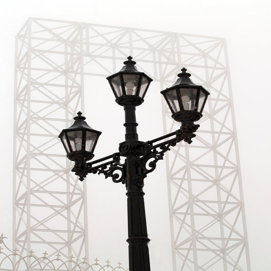 Lampost And Old City Hall Structure Canvas Art