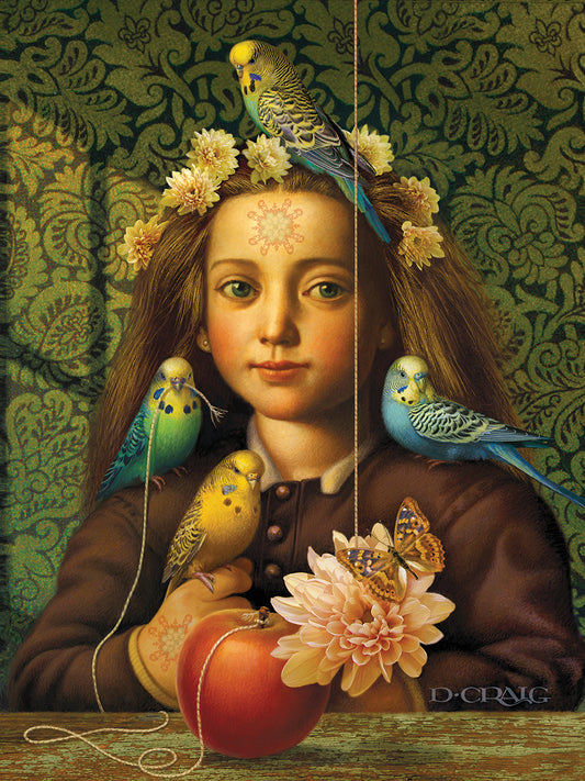 Girl With Parakeets Canvas Art