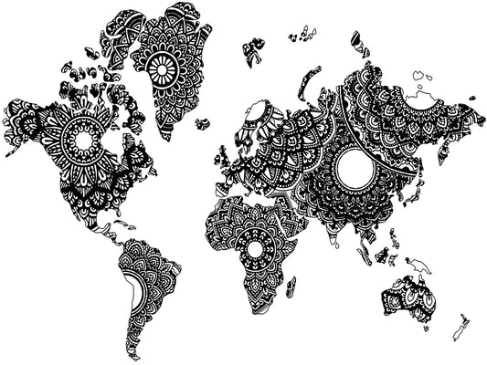 World Map Multiple Mandalas