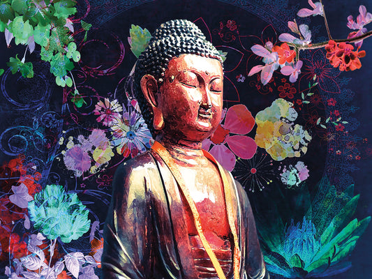 Dark Flowers Buddha Canvas Prints