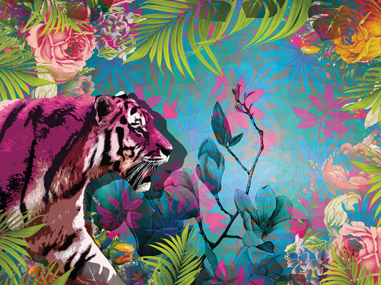 Pink Tiger Floral Canvas Prints