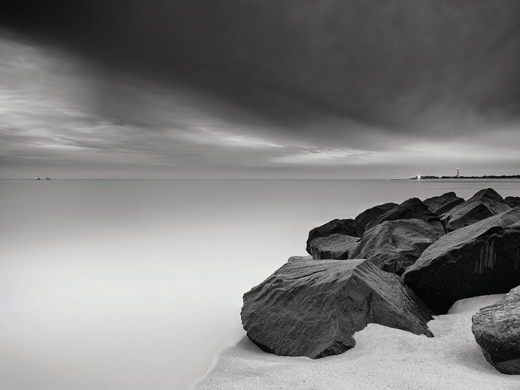 Two Ships and the Approaching Winter Storm BW