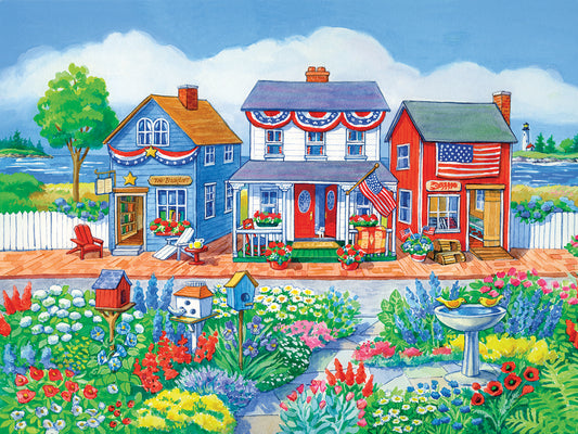Red White and Blue Shops Canvas Art
