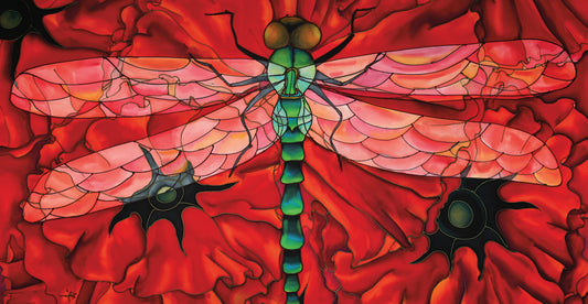 Dragonfly And Poppies Canvas Art