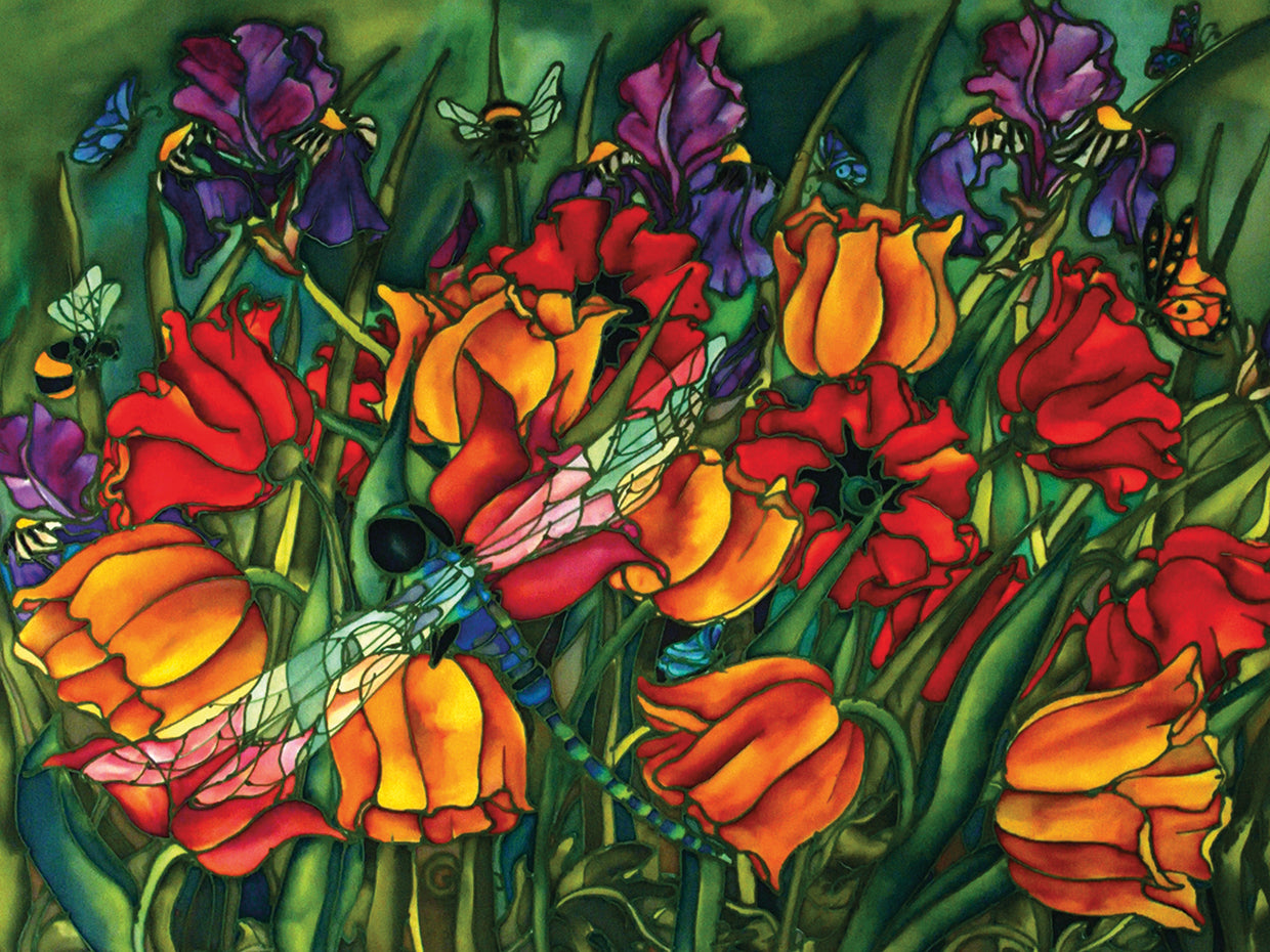 Iris Dragonfly And Bees