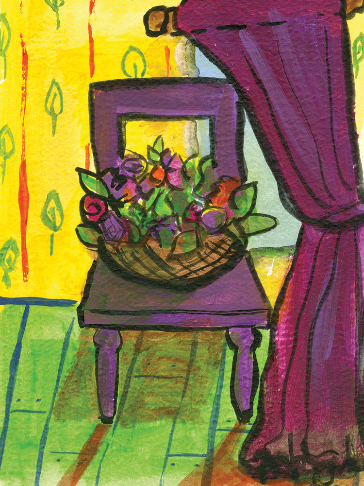 Purple Curtains and Chair