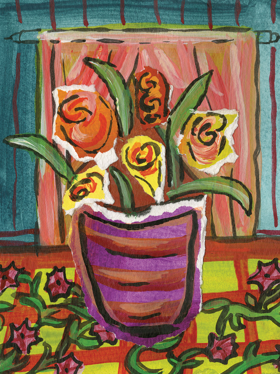 Flowers in Purple Pot