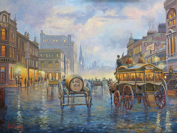 Arte de la lona de las luces de la ciudad