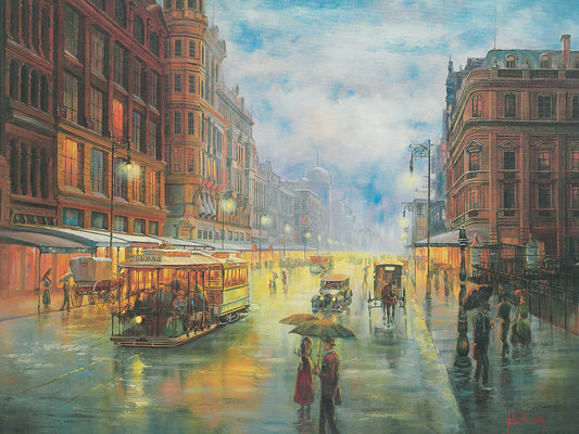 Rainy Night - Collins St. Melbourne Canvas Art