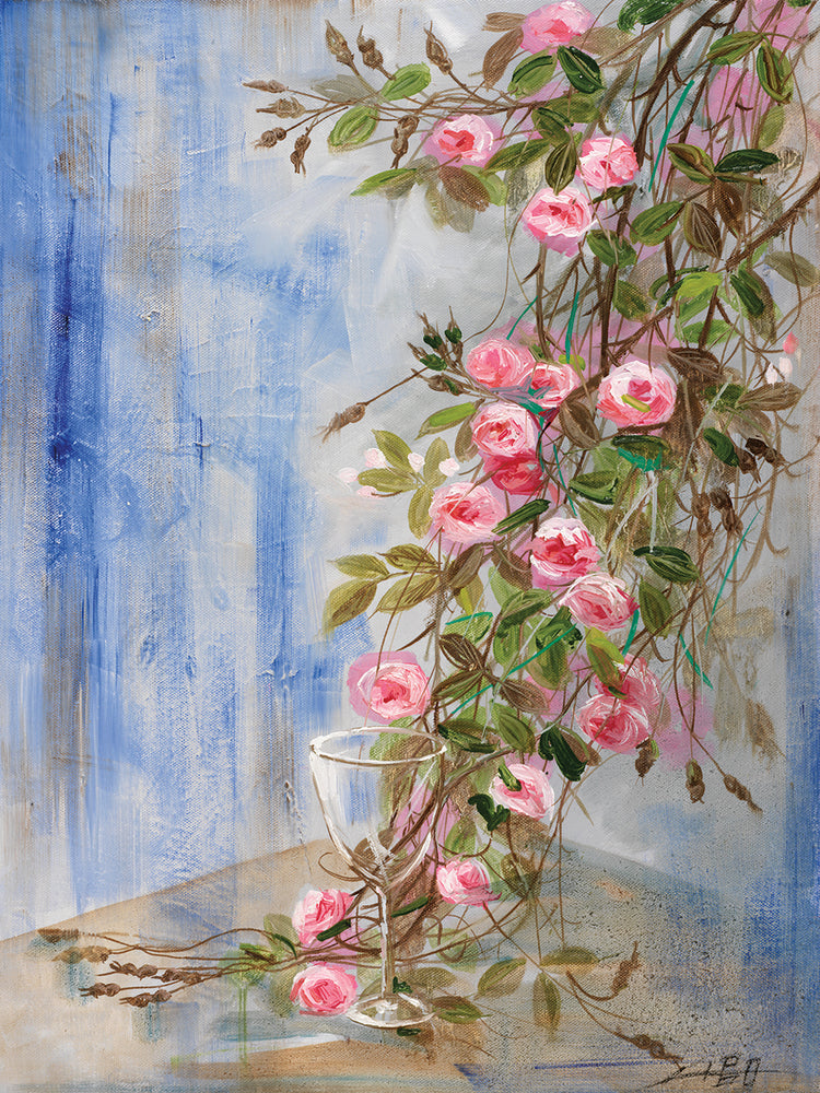Rosebush and Glass