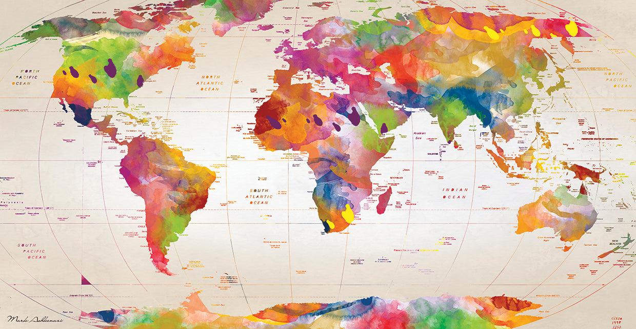 Map Of The World by Mark Ashkenazi | FineArtCanvas.com – Fineartcanvas.com