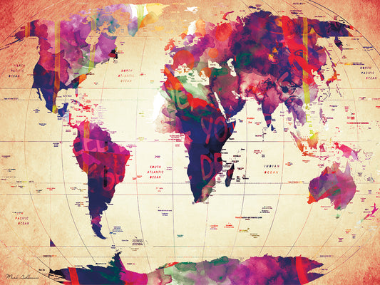 Map Of The World Vintage Canvas Art