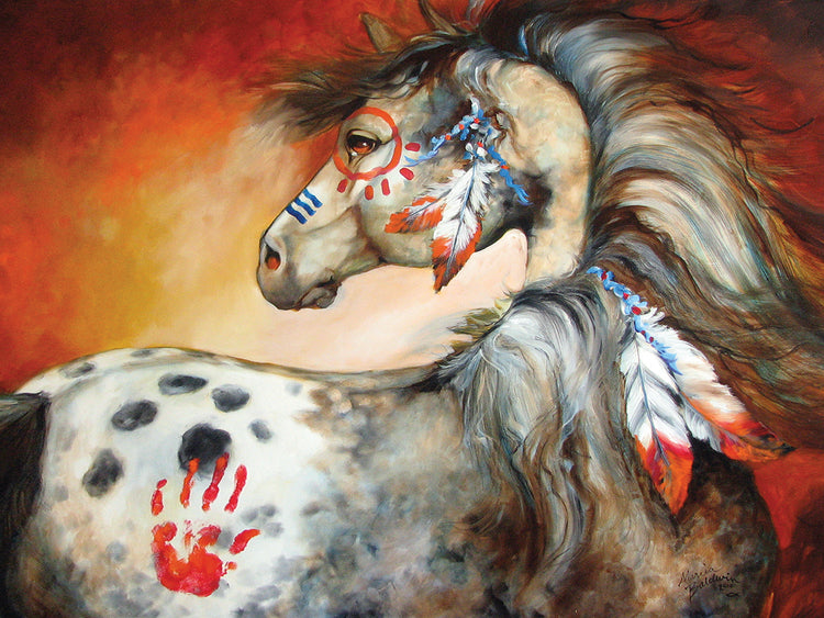 4 Plumas Indian War Pony Lienzos