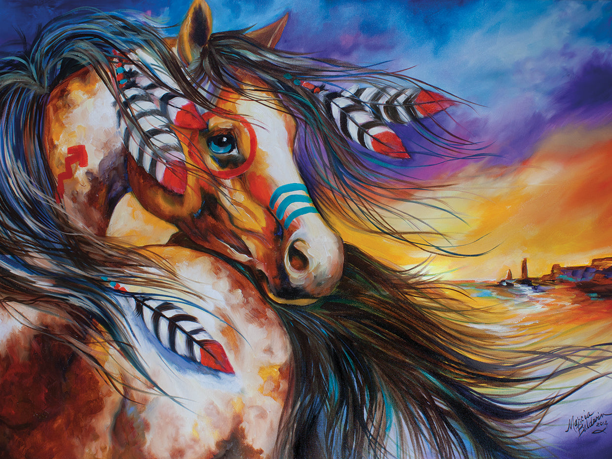 5 Feathers Indian War Horse