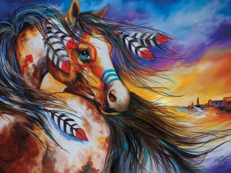 5 Feathers Indian War Horse