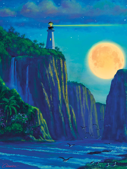 Light House On Moon Bay Canvas Print