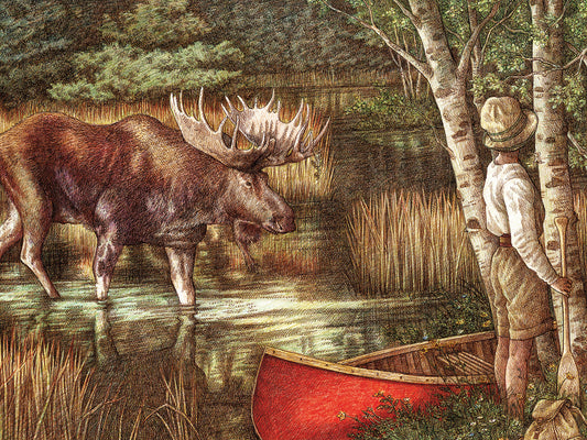 Red Canoe Canvas Art