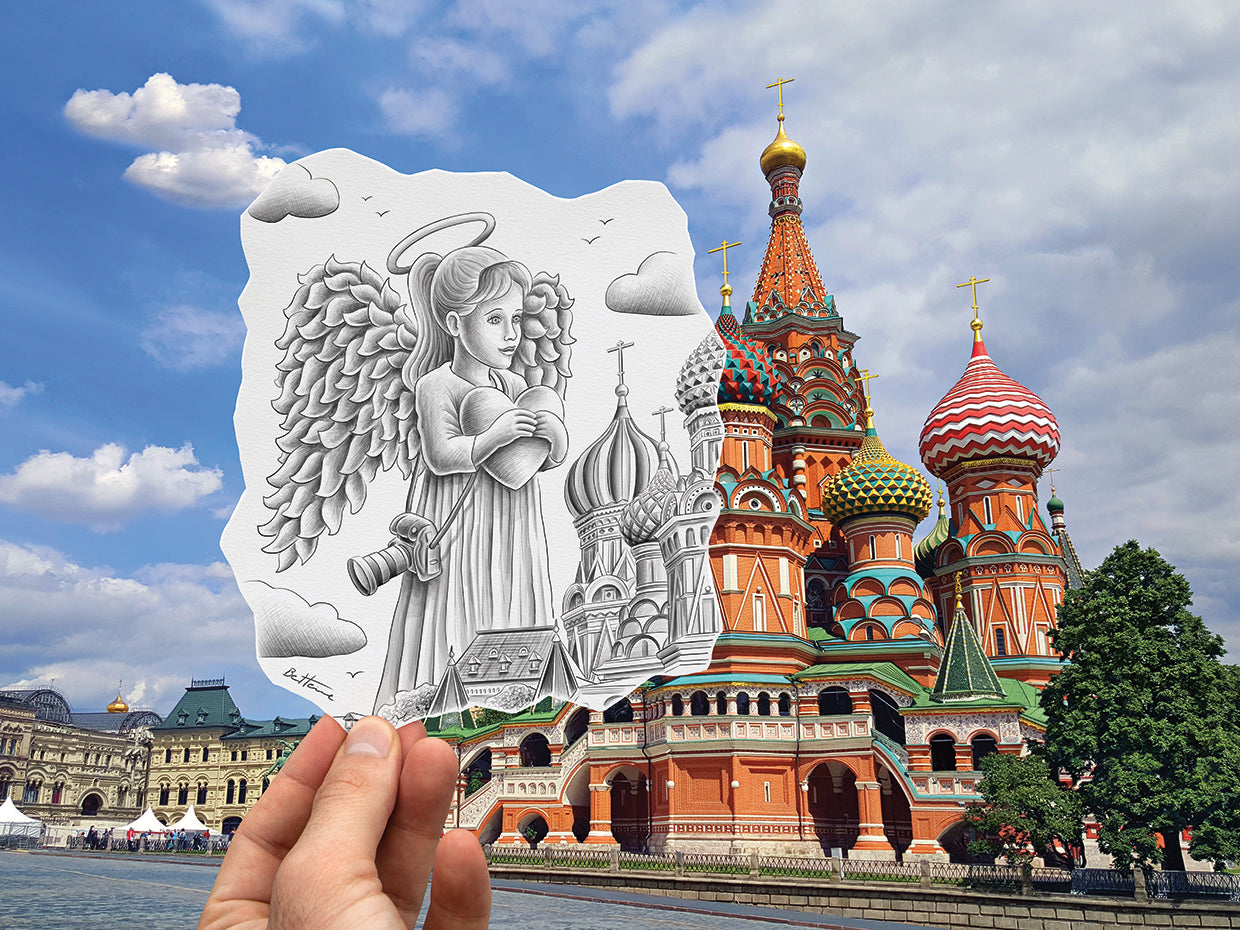 Pencil Vs Camera - Angel at St Basil Cathedral