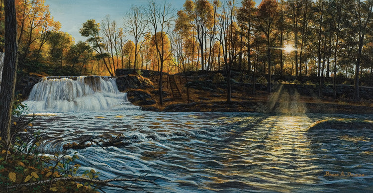 Puesta de sol en el arte de la lona de las cataratas de Wadsworth