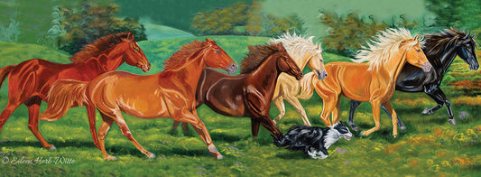 Running Horses With Border Collie