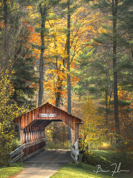 Red House Covered Bridge Canvas Art