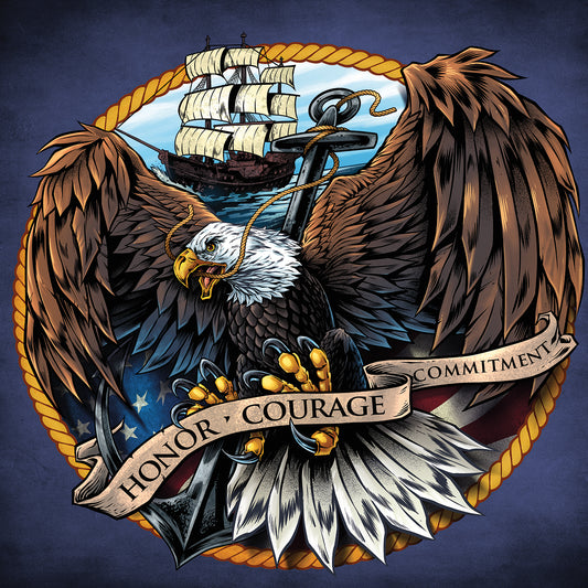 Navy Eagle Decal Canvas Art